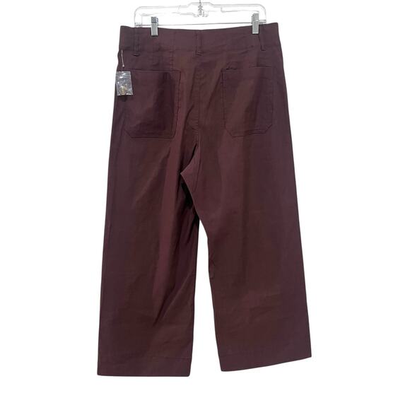 NWOT Anthropologie Maeve The Colette Cropped Wide-Leg Pants Mango Brown Size 33 - Picture 7 of 12